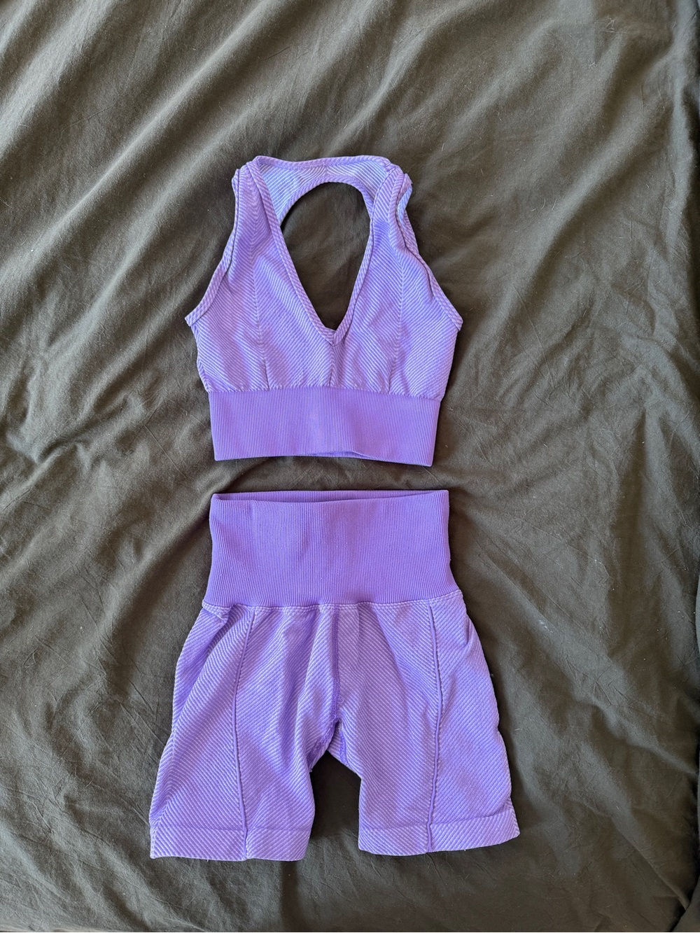 Free People Lilac Seamless Sports Bra & High-Waist Shorts Set